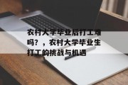 农村大学毕业后打工难吗？，农村大学毕业生打工的挑战与机遇