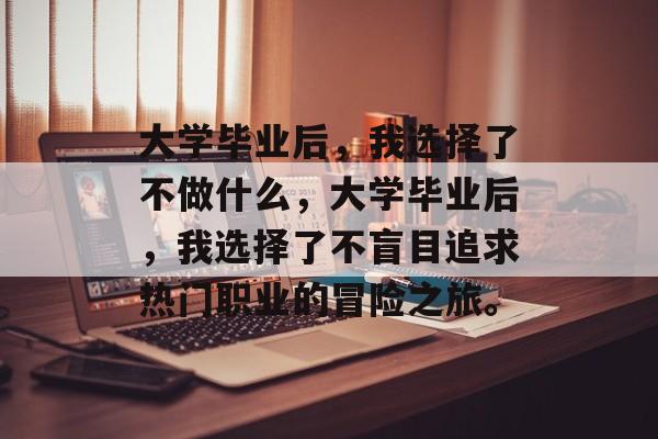 大学毕业后，我选择了不做什么，大学毕业后，我选择了不盲目追求热门职业的冒险之旅。